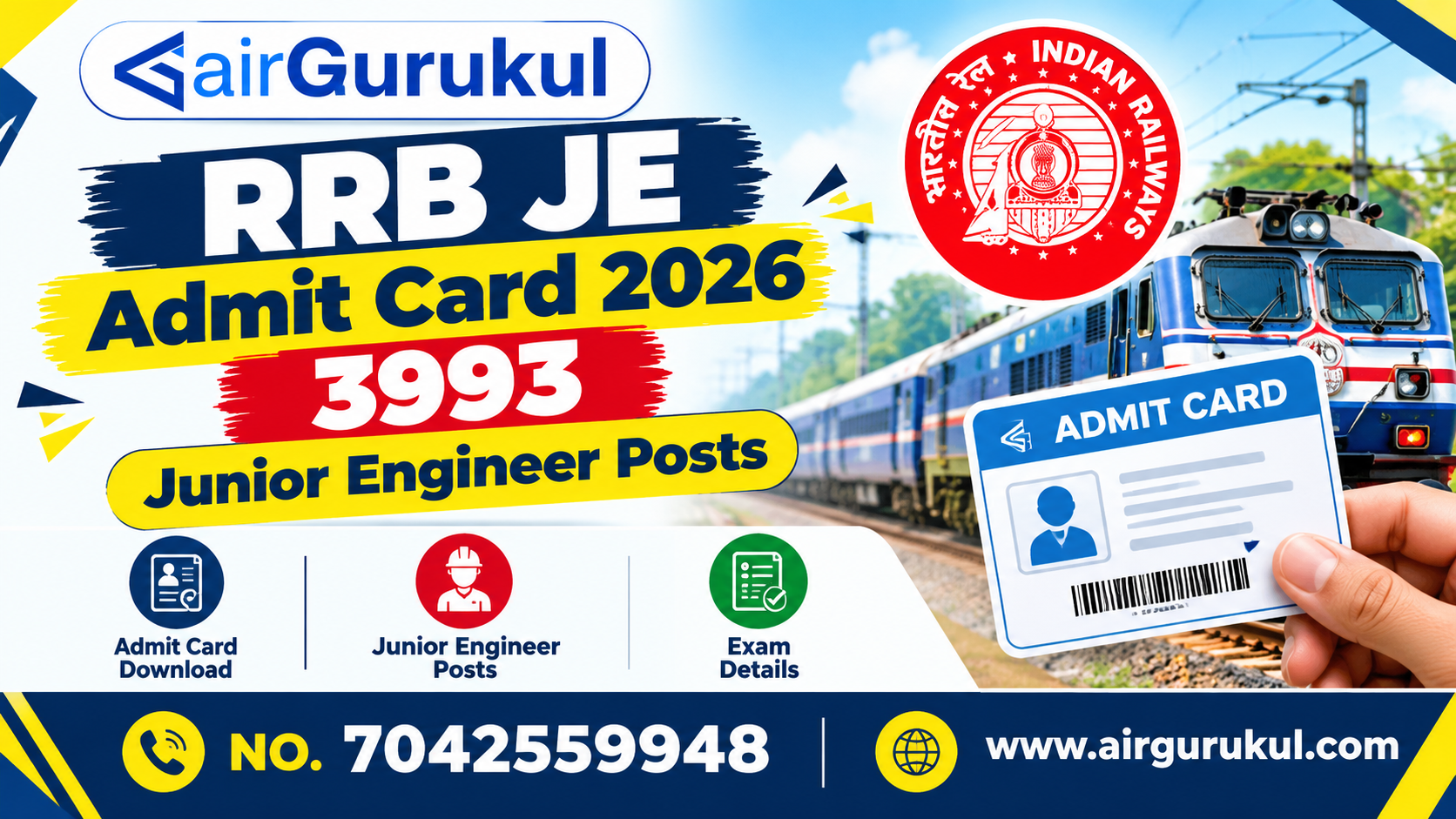 RRB JE Admit Card 2026: 3993 Junior Engineer Posts – airGurukul