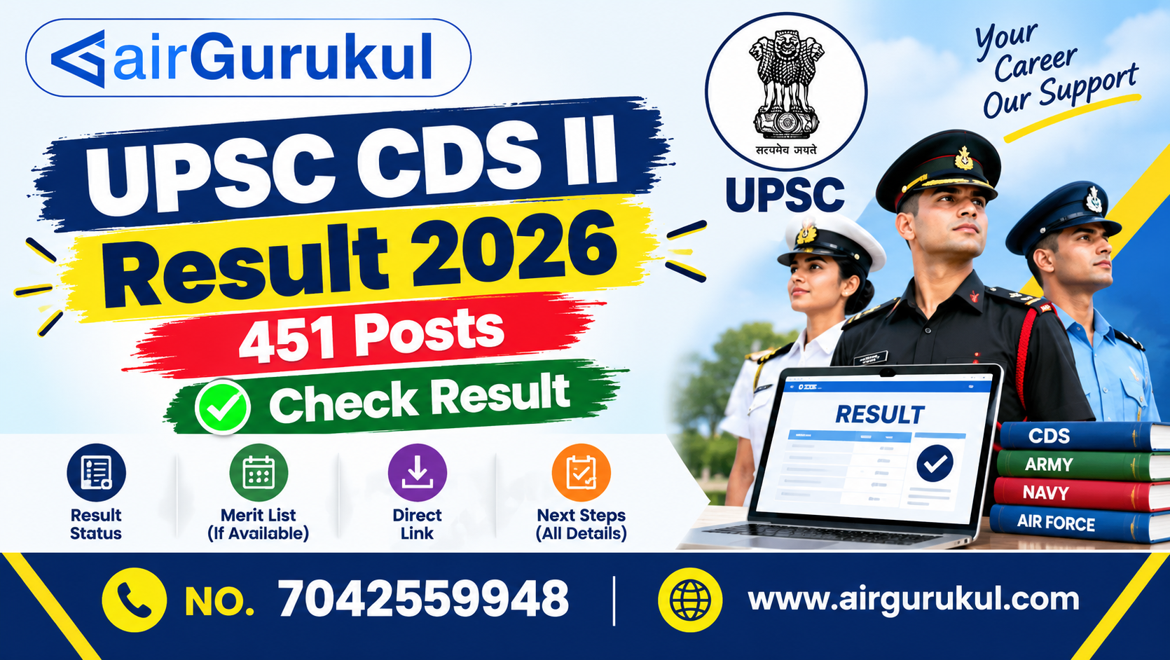 UPSC CDS II Result 2026: 451 Posts, Check Result – airGurukul